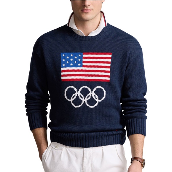 Ralph Lauren Polo Navy Blue 2024 Olympic American Flag Sweater size XL
